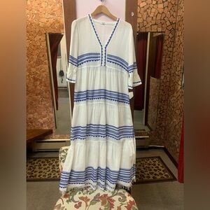Looks new White and Blue Bohemian Maxi Dress